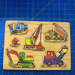 Construction Vechicles Wood Peg Puzlle